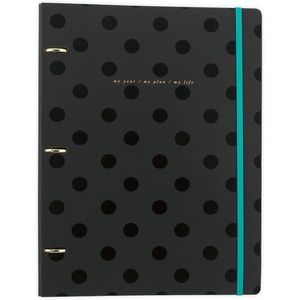 Mead Binder 9.75″ x 12.5″ O-Rings, Pre-Filled with 32-Page Notebook, Elastic Closure, Black (WV0060F)